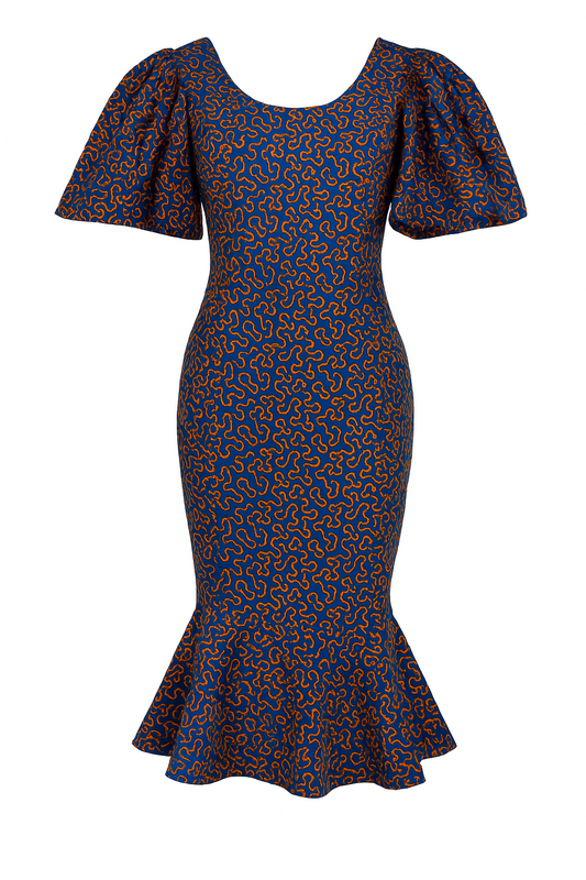 Ankara Elegance Puff Sleeve Dress
